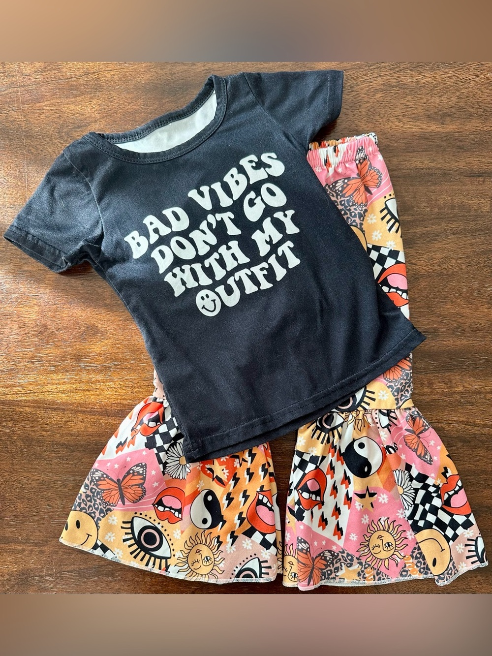 Retro Bell Bottom Outfit Set Toddler Girl 6-12M